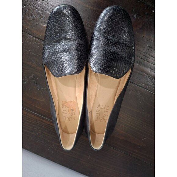 EUC Naturalizer Emiline Black Snake Embossed Leather & Suede Slip-on Loaf/Sz. 5M - Picture 7 of 9